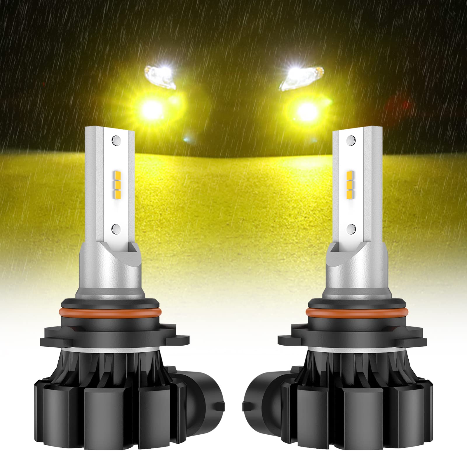 フォグランプ LED HB4/9006 バルブ イエローフォグ 8000LM 30W CSPチップ搭載 3000K 50000時間以上寿命 車検対応 12V対応 加工不要 無極性 省エネ 2個入り