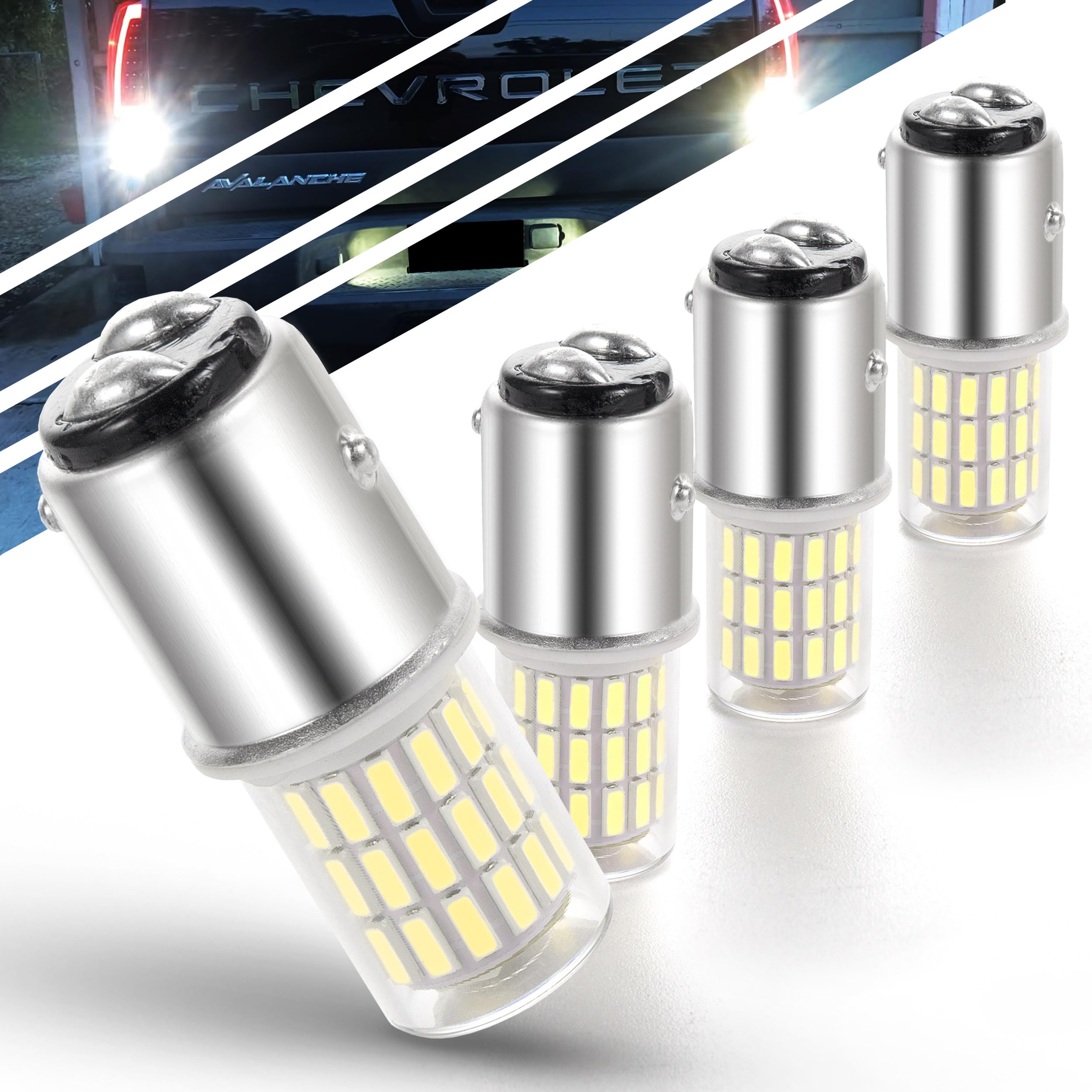 12V-24V車用 S25 LED ダブル球 ホワイト 1157 BAY15D P21/5W LEDバルブ テールランプ/ブレーキランプ/ストップランプ LEDバルブ 汎用 超高輝度 白 ホワイト4個入り