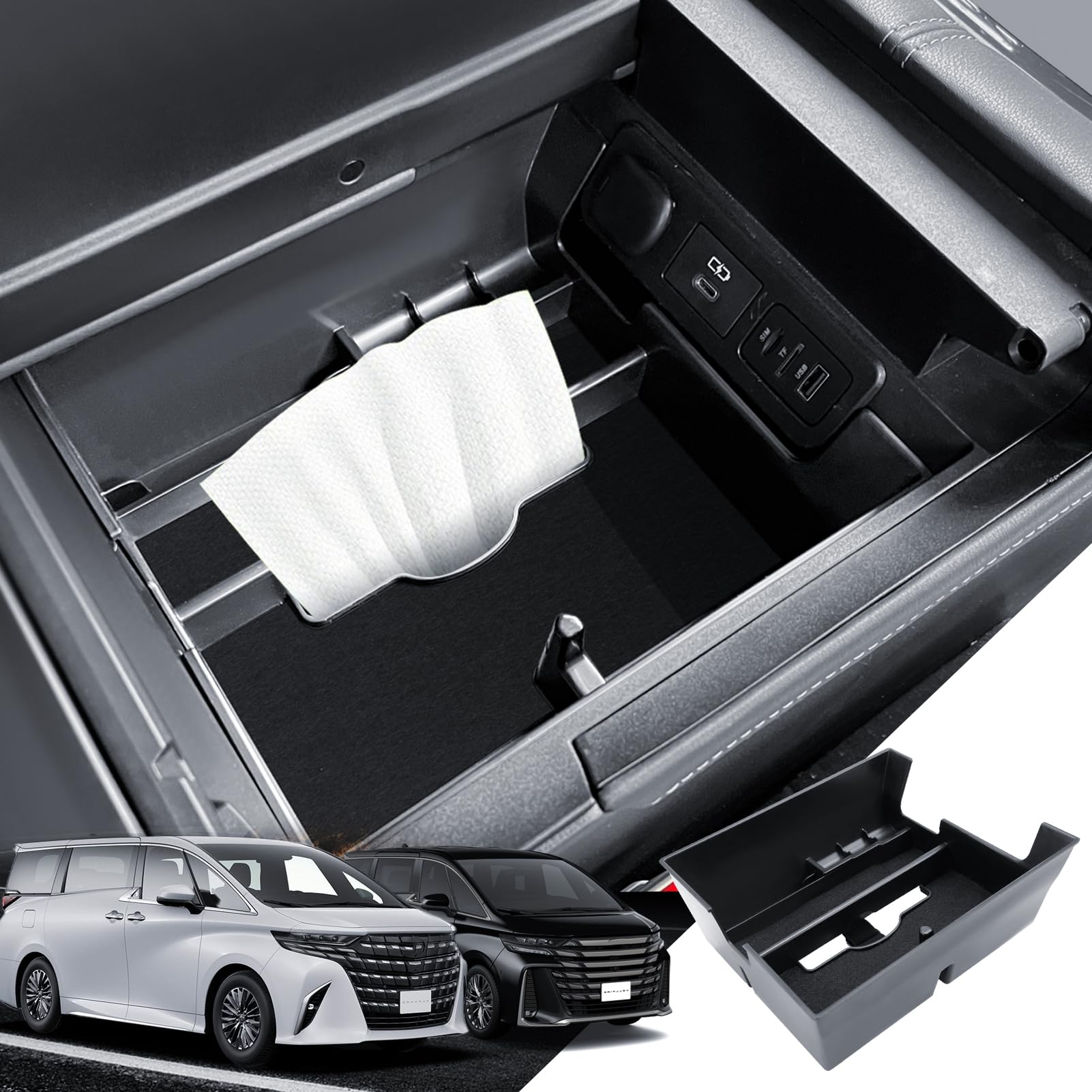 トヨタ アルファード40系 ヴェルファイア 40系用 内蔵型 センターコンソールボックス センターコンソー..