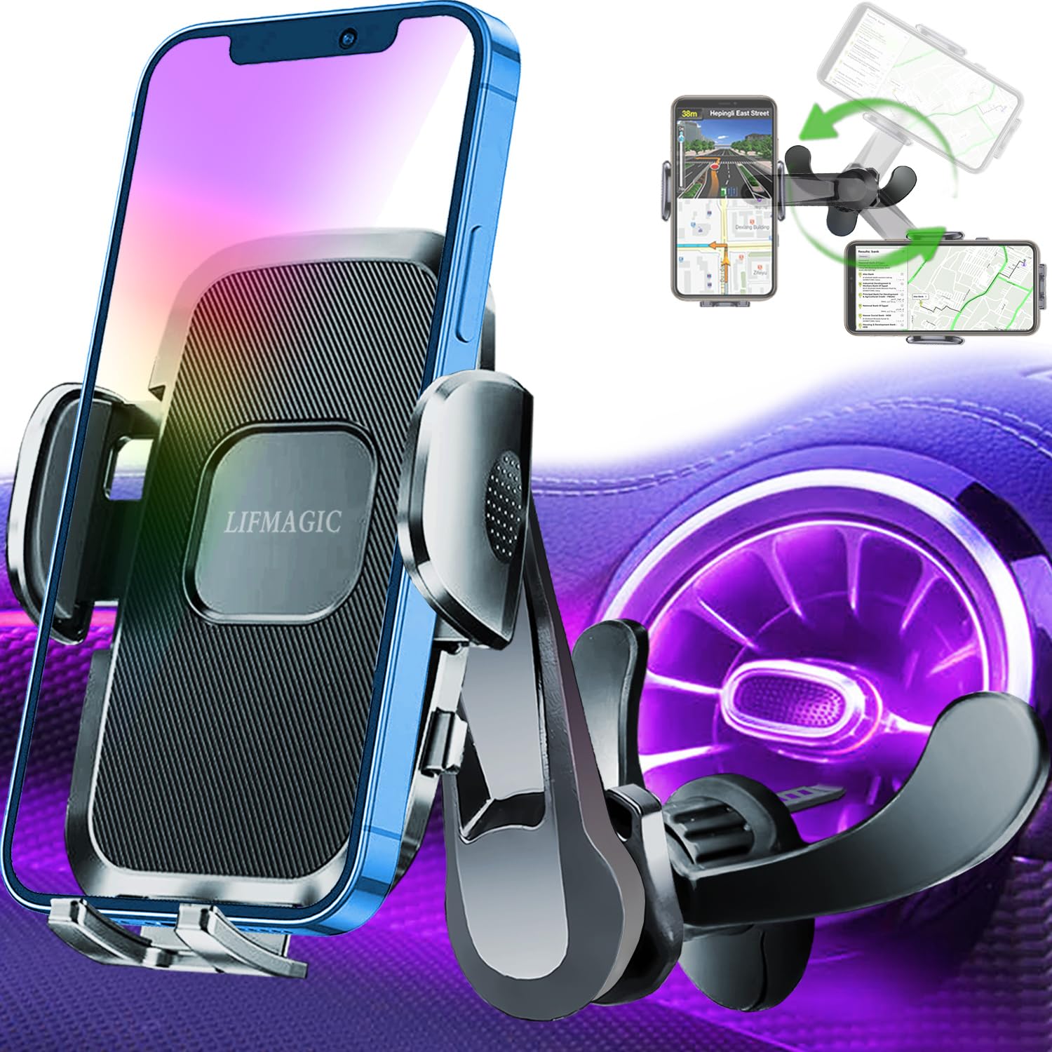 丸型エアコン ベンツ スマホホルダー 車 アクセサリー 360度回転 丸型 エアコン 吹き出し口 車載 用 ス..