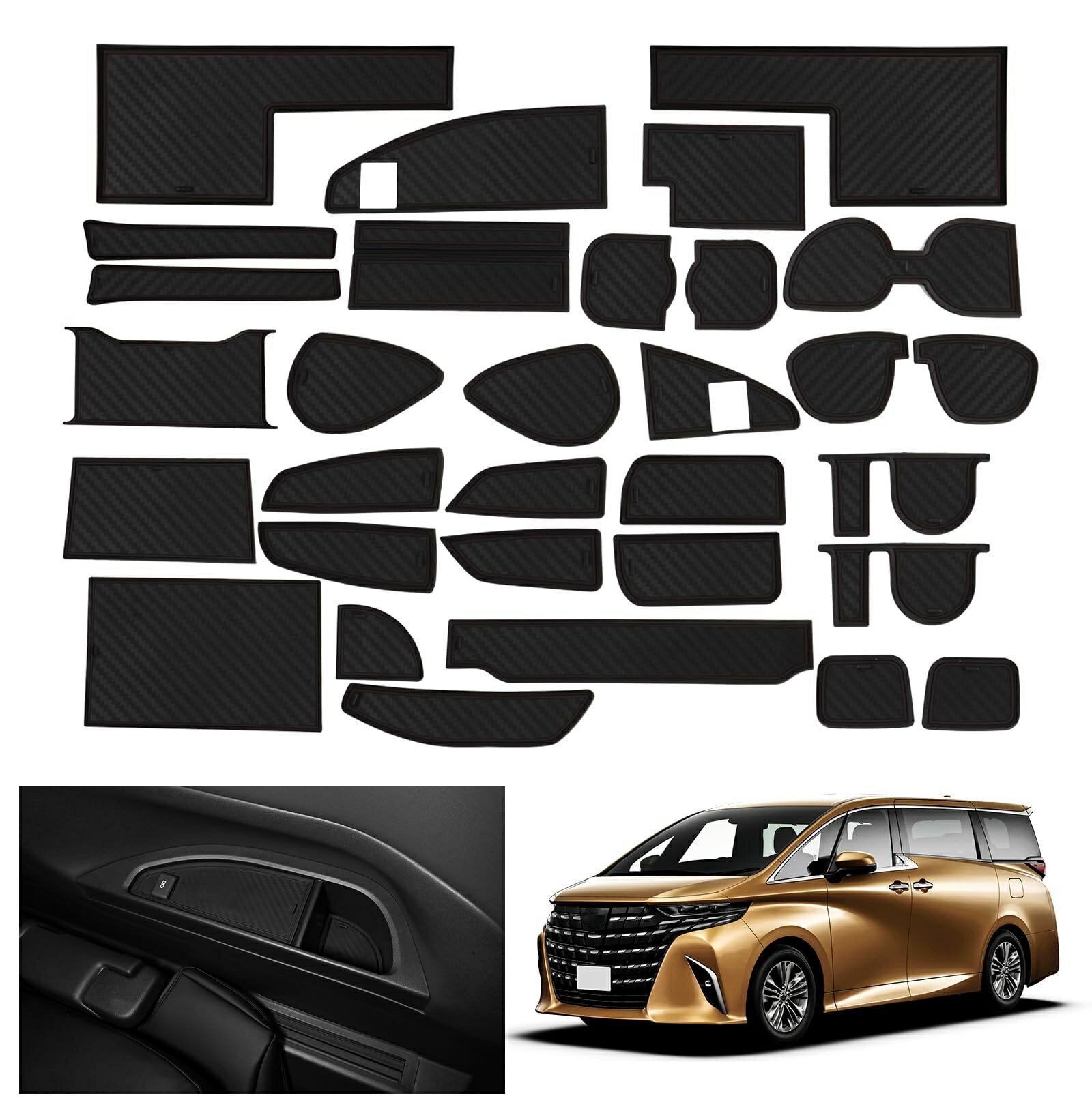 Rakuten - 新型 トヨタ 40アルファード ラバーマット ALPHARD 40 2023年6月-現行 車種専用設計 ドアポケットマット ゴムマット コンソールマット 騒音防止 ノンスリップマット 内装パーツ アクセサリー 滑り止めマット 31枚 トヨタ