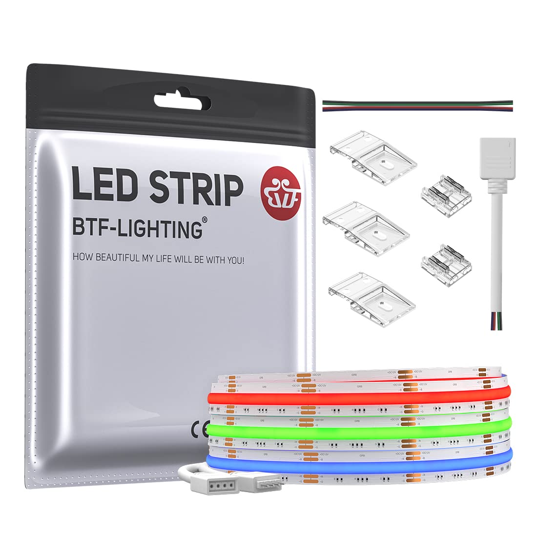 Rakuten - RGB LEDテープライト 高密度 フレキシブル LEDテープライト 3M 810LEDs/m 4PIN RGB 幅10mm ストリップライト DC12V 調光調色 変形可能 切断可能 寝室 キッチンホーム 屋内装飾 エネルギークラス 非防水 FOBライト