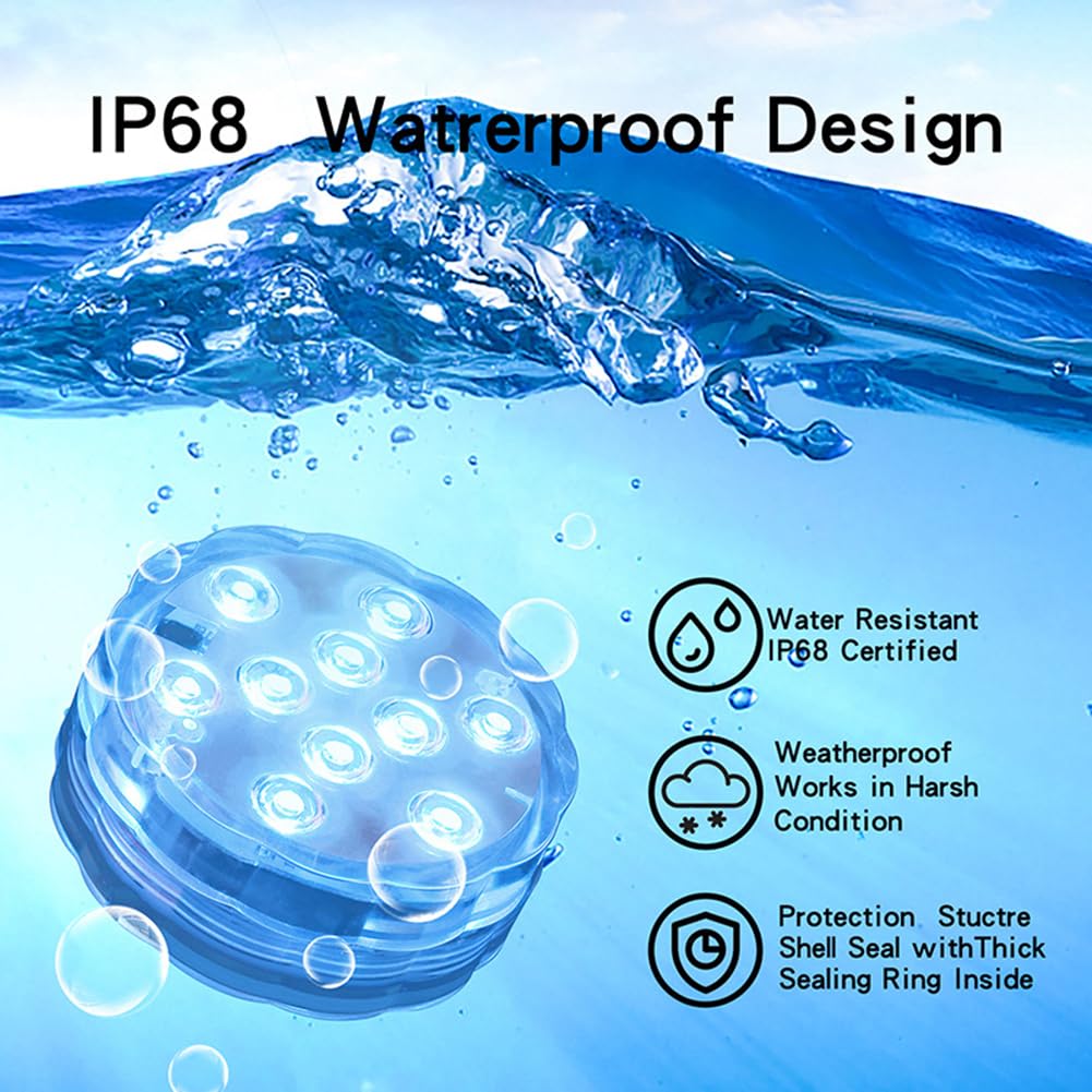 水に浮かぶライト リモコン付き IP68防水 マルチカラー 16色に切替 USB充電式 強力吸盤 水中照明 お風呂 プール 金魚鉢 水族館 水槽 (4ライト 1リモコン)