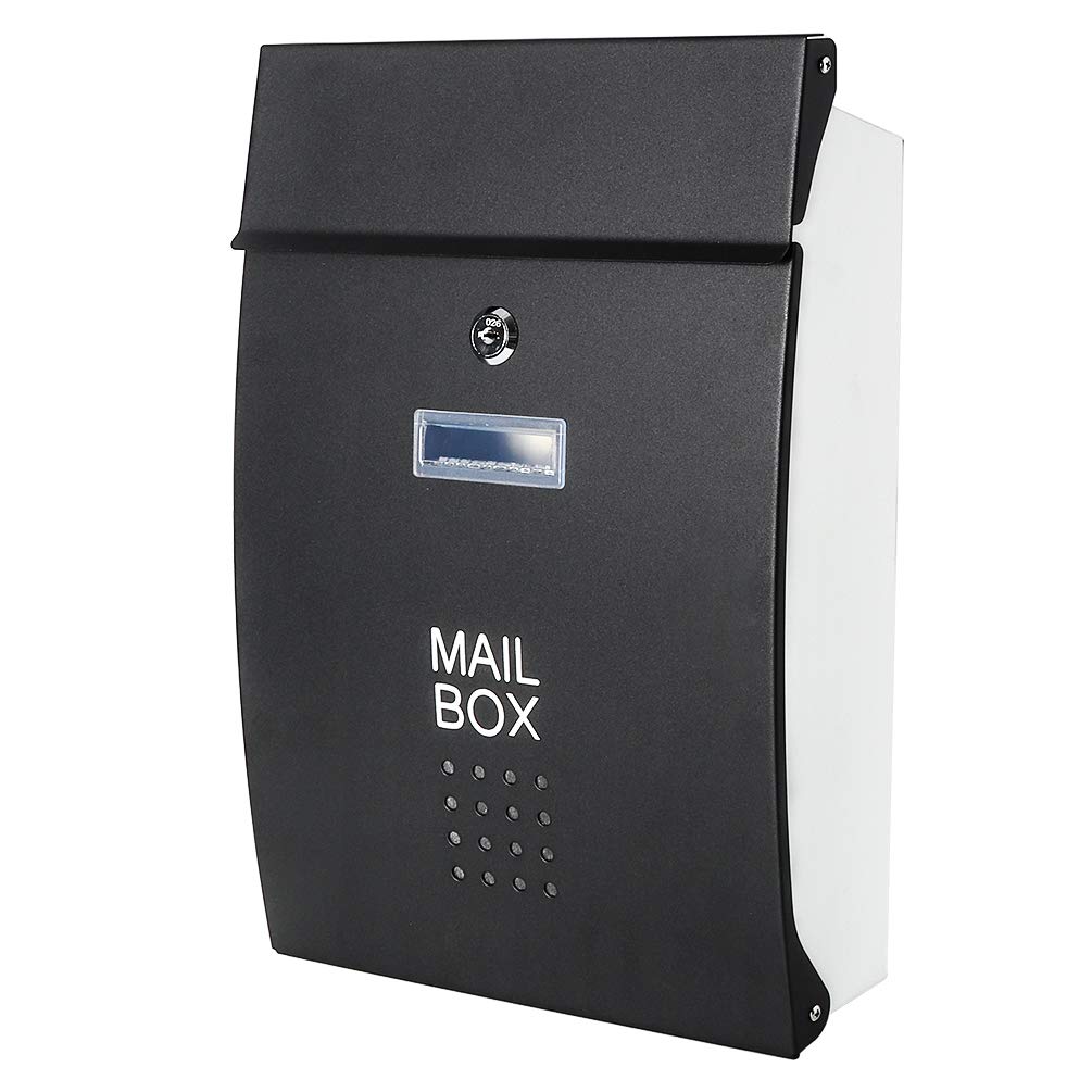 Rakuten - メールボックス 郵便受け ポスト 北欧風 壁掛け キーロック式 大容量 玄関 HPB005-黒 (ブラック)