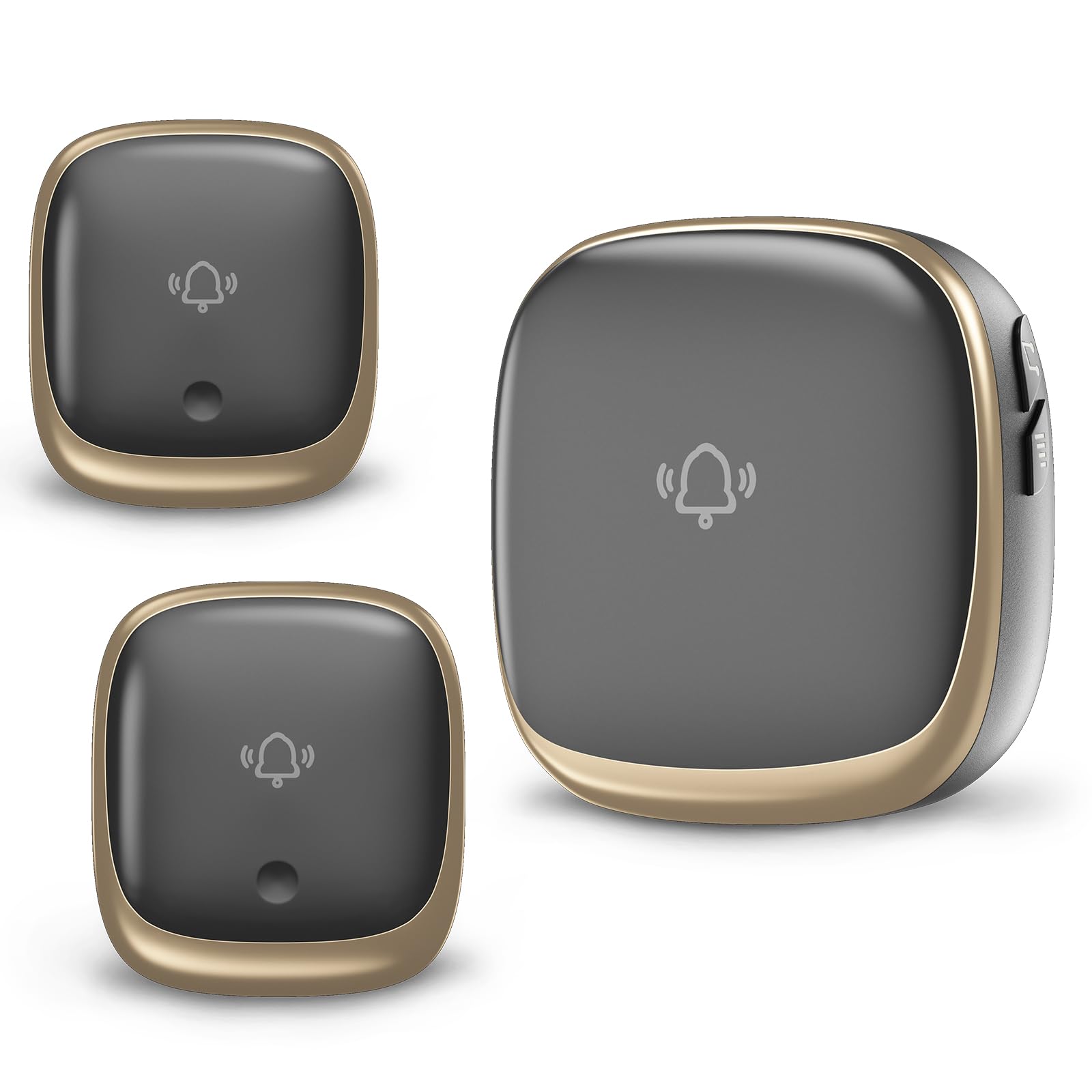 ワイヤレスチャイム 玄関チャイム 電池不要 自動発電 音と光で呼び出しチャイムセット 7色led 4段階音..