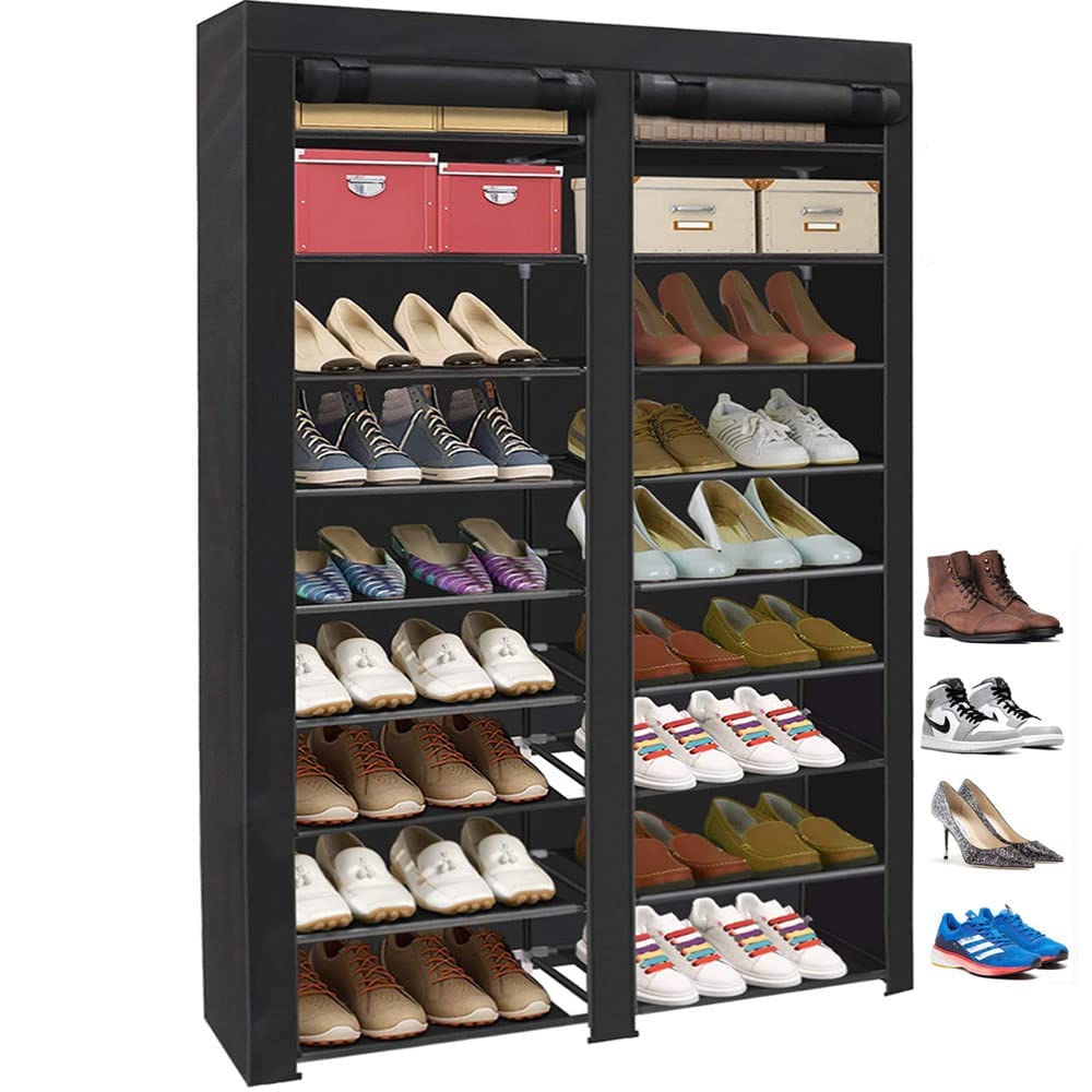 シューズラック 10段 36-40足 防塵カバー 下駄箱 省スペース オーガナイザー 玄関収納 シューズボック..