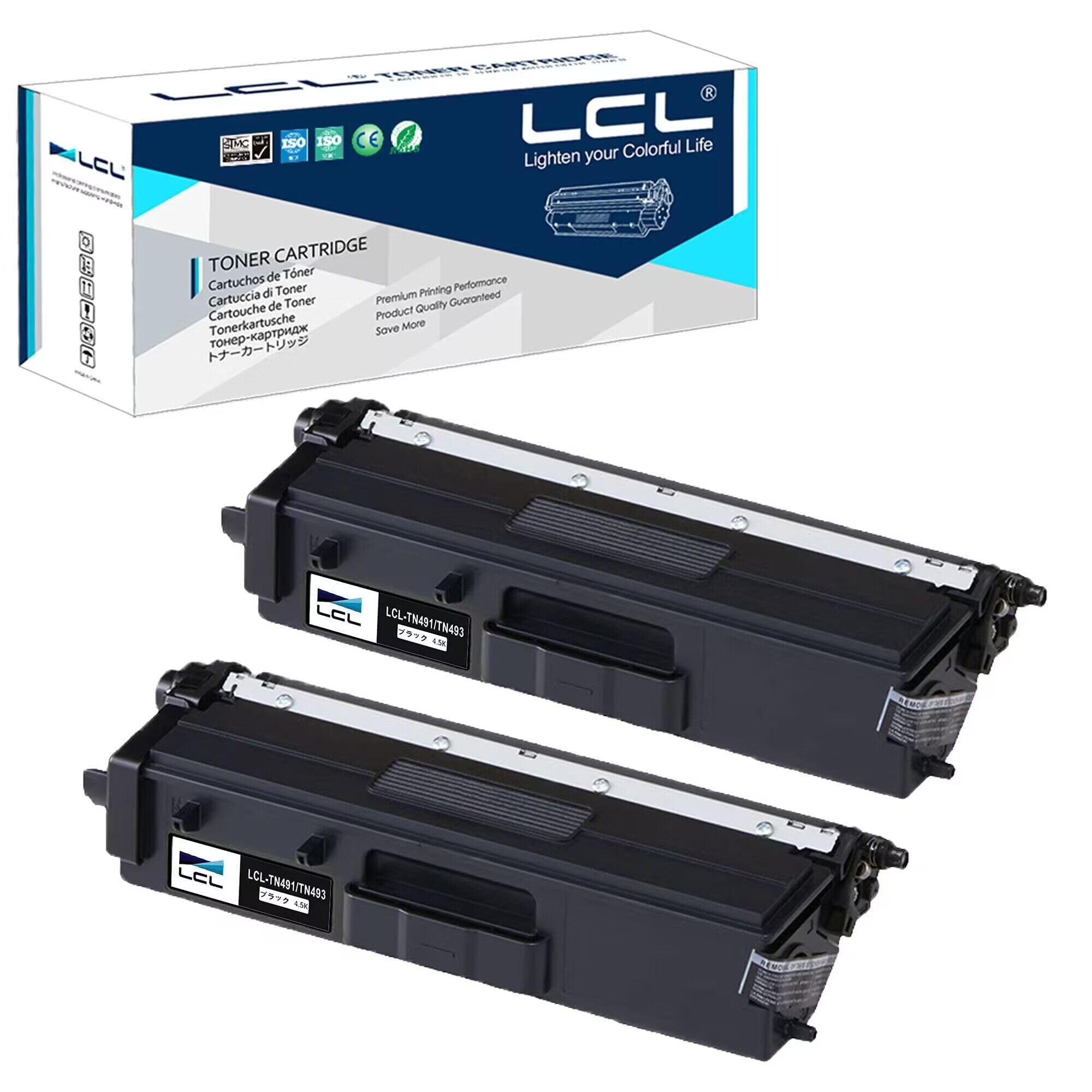 LCL Brother用 ブラザー用 TN-491BK TN-493BK (2パック ブラック) 増量 互換トナーカートリッジ 対応機種：HL-L8360CDW/HL-L9310CDN/MFC-L8610CDW/MFC-L9570CDW