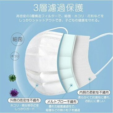 子供用マスク 100枚 小さめ 子供用 3層構造 夏用 不織布 3D 立体 キッズ マスク 使い捨て ウイルス 風邪 花粉対策 学校再開応援