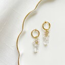 【オンライン限定商品】 選べる金具★ ウエディング ブライダル 結婚式 クリスタル ガラス フェミニン フープ きれいめ 華奢 オフィス 通勤 ピアス チタン イヤリング アレルギー対応 ハンドメイド