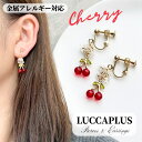 さくらんぼイヤリング チタンピアス 金属アレルギー対応 サージカルステンレス チェリー モチーフピアス クリア ハンドメイド おもしろピアス ミニチュア フルーツ 揺れるイヤリング 揺れるピアス 選べる金具★