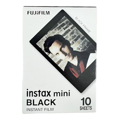 【お得・新品・送料無料・即納】FUJIFILM チェキ インスタントカラーフィルム instax mini用フィルム 「ブラック」 1パック（10枚入）／　FUJI FILM INSTAX MINI BLACK　【ポスト投函】　※倉庫からの移動中に箱傷みあり※ 【外箱傷あり】