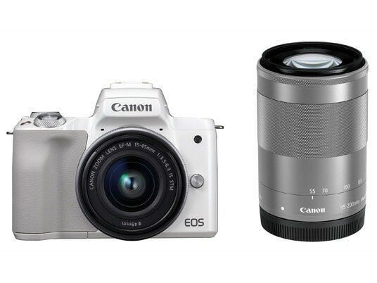 【在庫あり・送料無料】CANON EOS Kiss M ダブルズームキット [ホワイト]