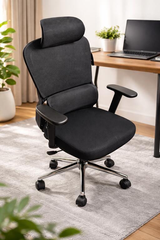 Rakuten - Hbada オフィスチェア P216BLA-CB 人間工学設計 ヘッドレスト付き メッシュチェア ランバーサポート デスクチェア パソコンチェア テレワーク 在宅勤務 学習椅子 ブラック