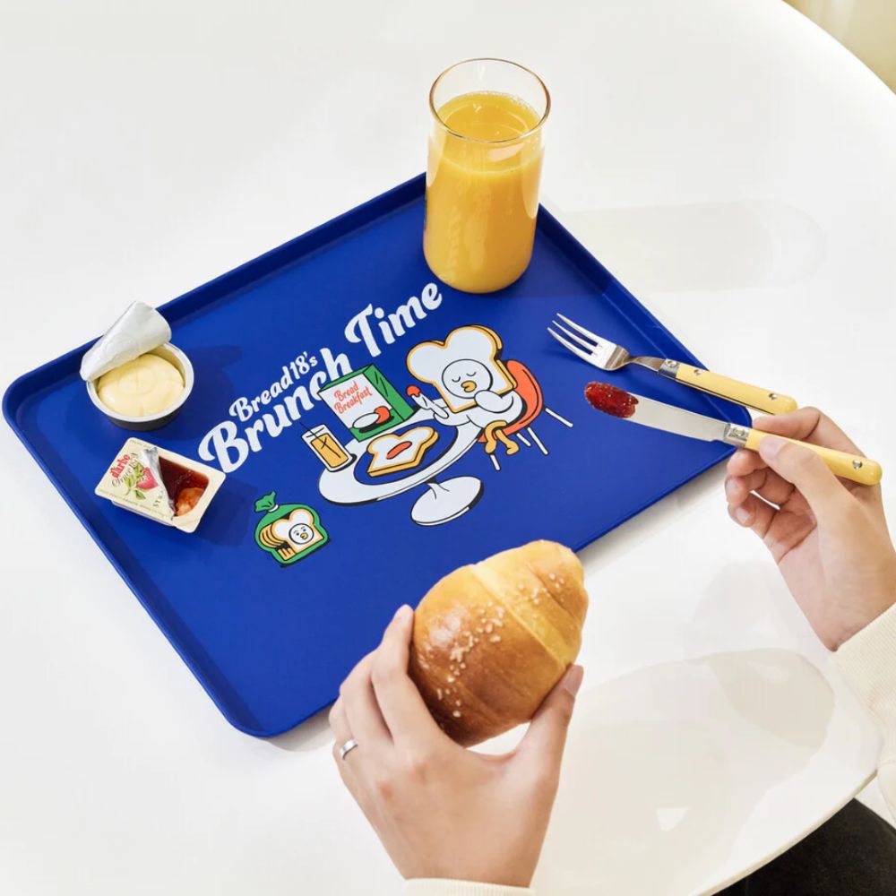 Rakuten - 【ZIZONE】キャラクター トレー 34×26.5cm トレイ おぼん 卓上収納 METAL TRAY (L)_BREAD1 8 BLUE