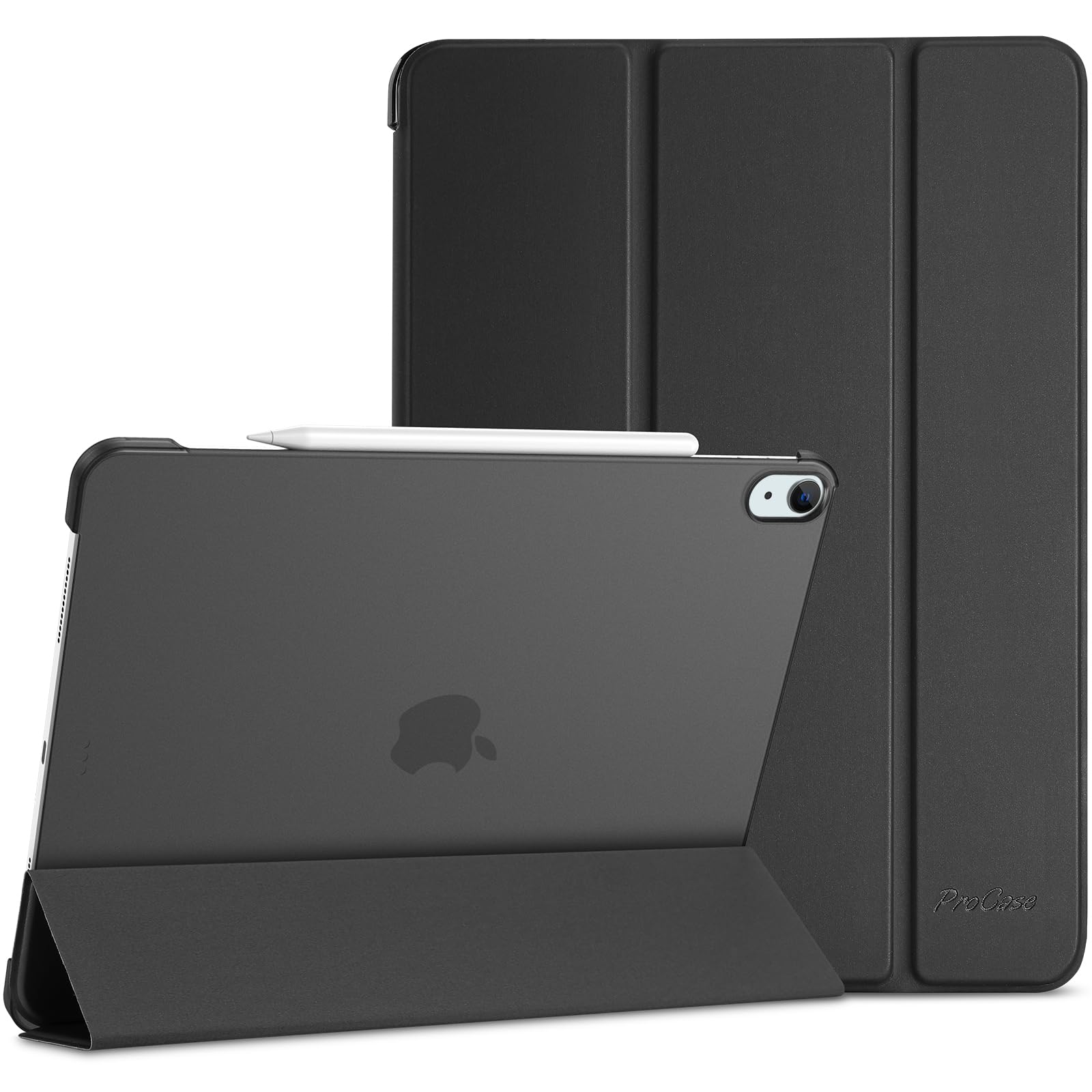 ProCase iPad Air 13インチ M2 2024 (A2898 A2899 A2900) ケース スリム 耐衝撃 三つ折り スタンド スマートカバー - ブラック