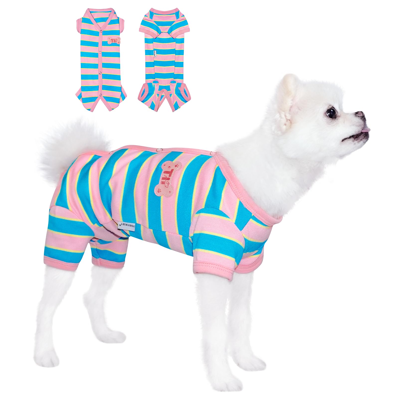 TONY HOBY 犬術後服 オス/メス別け 犬用春夏パジャマ 柔らかいコットン生地 避妊手術ケア 抗菌 皮膚保護 犬の部屋着