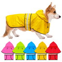 Dolitego 犬用レインコート- 防水調節可能な反射型犬用レインコートジャケット, 小型犬中型犬大型犬 軽量 通気性 ポンチョスリッカー 帽子付 散歩用 防...
