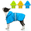 Dolitego 犬用レインコート- 防水調節可能な反射型犬用レインコートジャケット, 小型犬中型犬大型犬 軽量 通気性 ポンチョスリッカー 帽子付 散歩用 防...