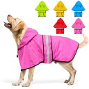Dolitego 犬用レインコート- 防水調節可能な反射型犬用レインコートジャケット, 小型犬中型犬大型犬 軽量 通気性 ポンチョスリッカー 帽子付 散歩用 防...