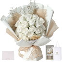 Fiorifiore ソープフラワー 花束 誕生日 造花 敬老の日 母の日 バラ 18本 女性 人気 ブーケ プレゼント 結婚祝い 退職 送別 インテリア (M...