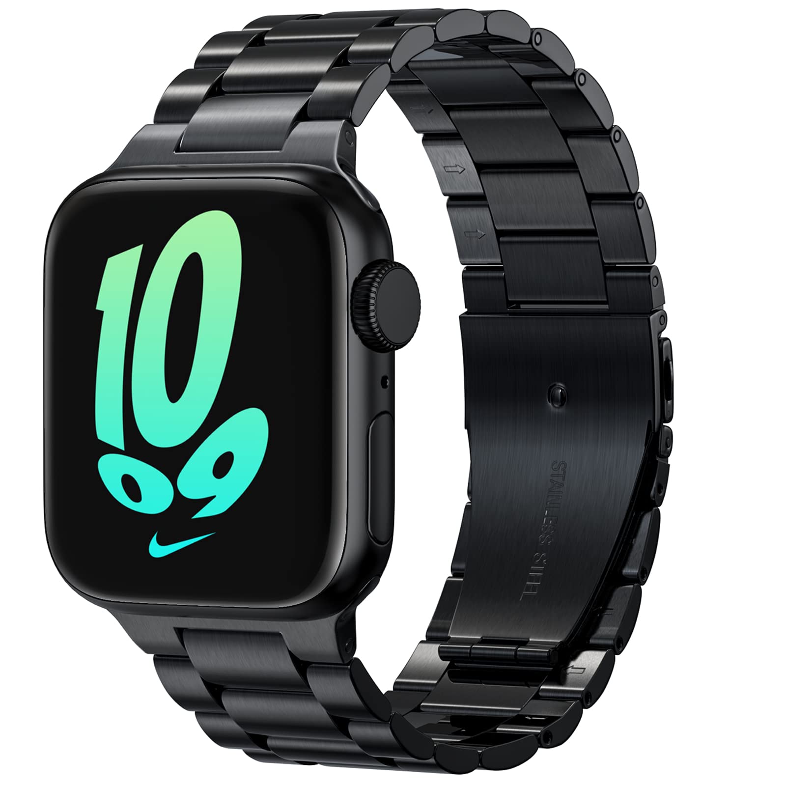 【2024 新型】 コンパチブルapple watch バンド,アップルウォッチ バンド ステンレス製 長さ調整器具付き 交換バンド apple watch Ultra/Ultra 2/10/9/8/7/6/SE/5/4/3/2/1対応 ビジネス 通勤 apple watch ベルト(49/46/45/44/42mm(series 3/2/1),ブラック)