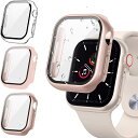 【3個入り】FALSAD Apple Watch カバー Se/Se2/Series9/8/7/6/5/4/3 対応 アップルウォッチ 40mm/44mm/41mm/45mm/38mm/42mm、PC素材と強化ガラスフィルム一体型 保護ケース 防水 全面保護 超薄型 軽量 耐衝撃 高透過率 指紋防止 装着簡単(40mm クリア/ピンク/ローズ)(2)