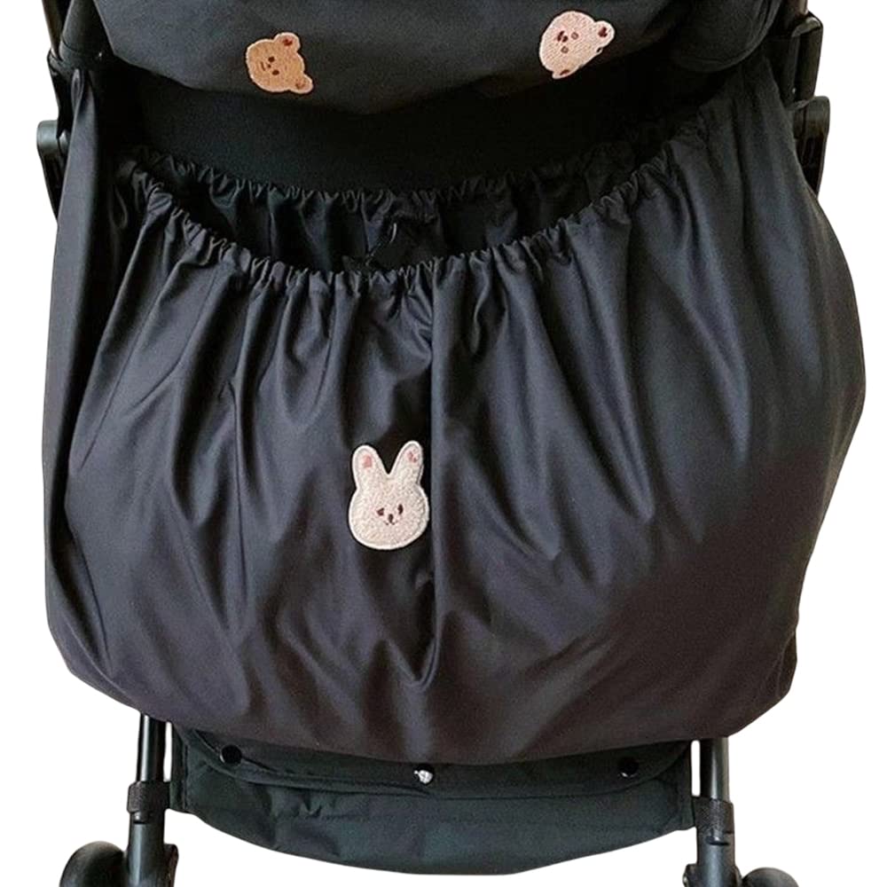 サムコス ベビーカー アンダーバッグ 収納 大容量 バック哺乳瓶 おむつ 車収納袋 お出かけ 転倒防止 防水 ワンタッチバックル 撥水生地 簡単設置 (ウサギ匹, ブラック)