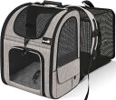 ペキュート Pecute ペット キャリーバッグ 猫用 犬用 リュック メッシュ窓 通気性 拡張可能 2WAY ペットハウス ケージ 折り畳み お出かけ ドライブ 旅行 通院 防災 避難用 キャリー カーキ(4)