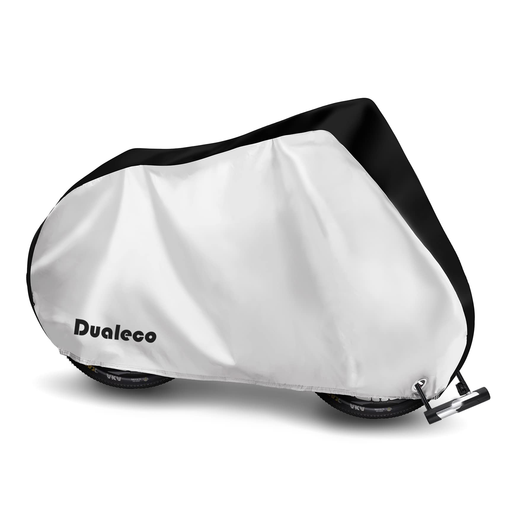 Dualeco 自転車カバー 子供用 キッズ サイクルカバー 防水 210D 厚手 丈夫 撥水加工UVカット防犯 防風 収納袋付 破れにくい 24インチまで対応 (ブラック&シルバー)