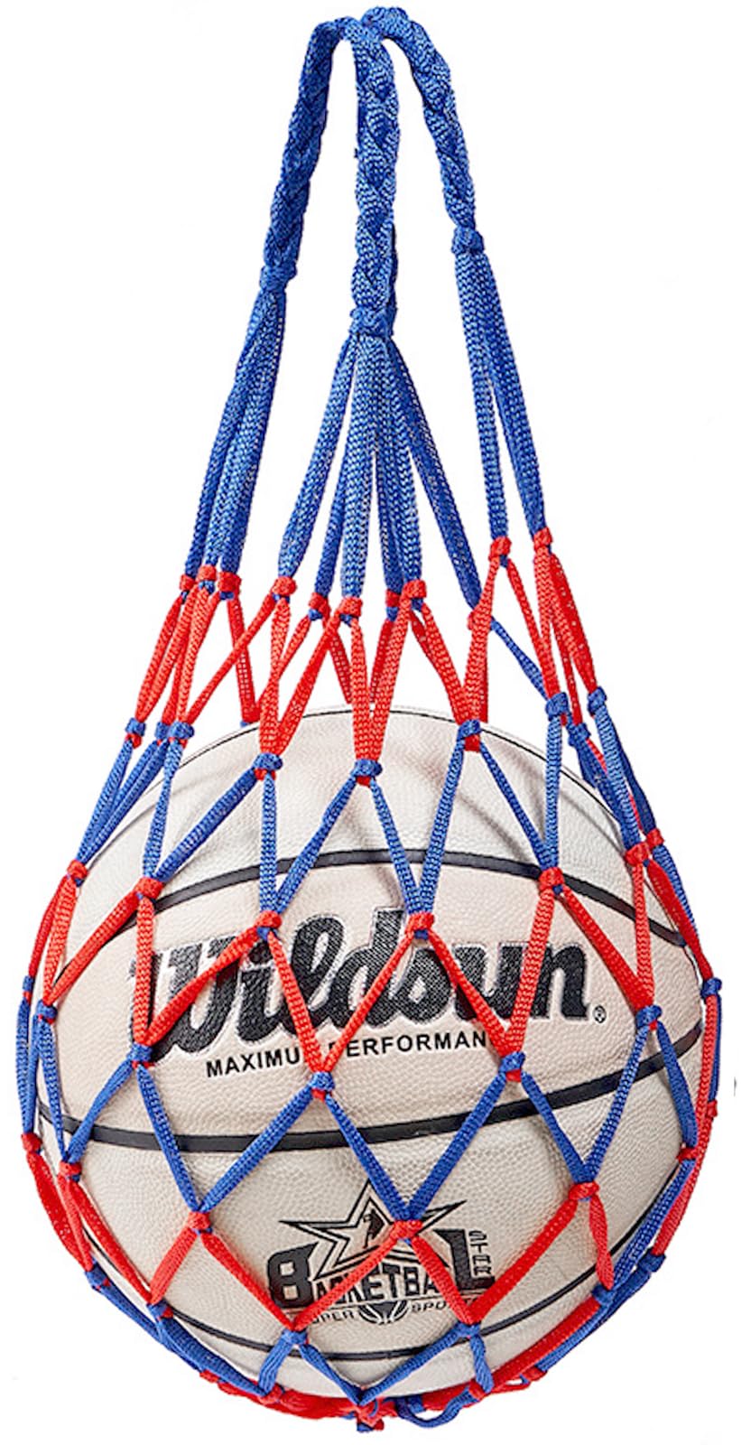 簡易ボールバッグ バスケットボール サッカー バレーボール 収納ボールネット 網袋 厚くする (青と赤)