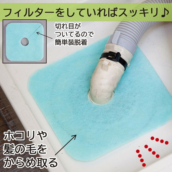 【お買い物マラソン限定クーポンも！】排水口カバーフィルター 3枚入 洗濯機 排水口カバー 排水溝 フィルター 使い捨て 抗菌 消臭 簡単装着 虫対策 キッチン 洗面台 カット可 ブルー 日本製 le-cure-10003496 アイデアグッズのララフェスタ サンプル画像3