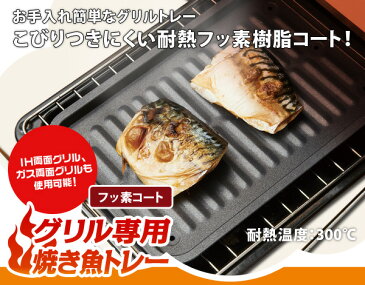 グリル専用焼き魚トレー フッ素コート【送料無料 メール便出荷】お手入れ簡単 グリル用 魚焼きトレー 魚焼きグリル プレート