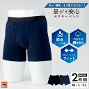 ボクサーパンツ メンズ 男性用 2枚セット M L LL ネイビー/ブラック 黒 尿ジミ対策 尿じみ対応 パンツ 尿染み 紳士用 パッド付 ボクサーパンツ 下着 ちょい漏れ 尿 前開き 目立たない シンプル【ポイント消化】