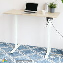 電動昇降デスク 120cm幅 ナチュラルホワイト 天板昇降デスク パソコンデスク コンセント付き USBポート付き ワークデスク 昇降デスク おすすめ おしゃれ...