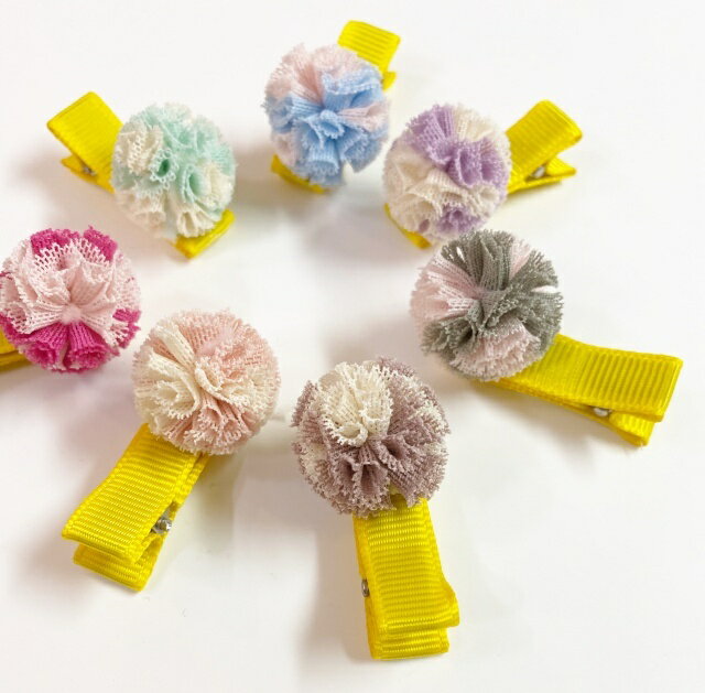 【滑り止め付き】赤ちゃん ヘアクリップ ポンポンチュールヘアクリップ ひなまつり ひな祭り ヘアピン ベビーピン ポンポンピン 赤ちゃんヘアアレンジ 写真 撮影 子供ヘアアクセ 子供ヘアピン プレゼント おしゃれ ベビーヘアクリップ 赤ちゃん可愛いピン
