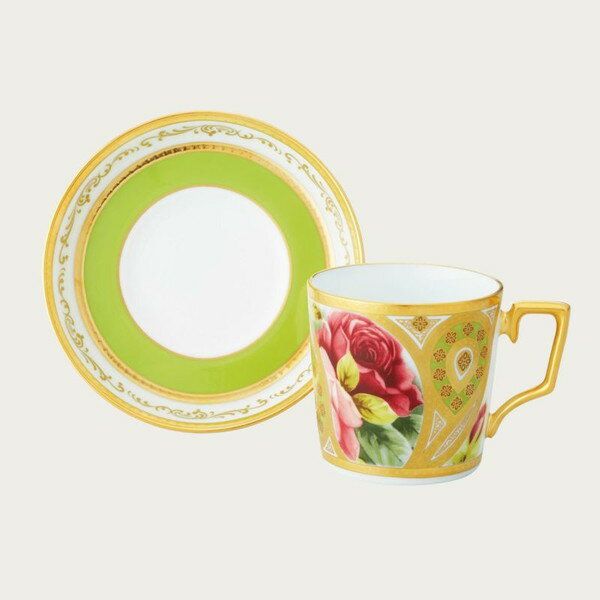 ノリタケ オマージュ コレクション コーヒーカップ＆ソーサー（若草色絵薔薇文） 送料無料 ブランド 洋食器 高級 おしゃれ かわいい 豪華 モダン 人気 おすすめ 結婚 引き出物 ギフト