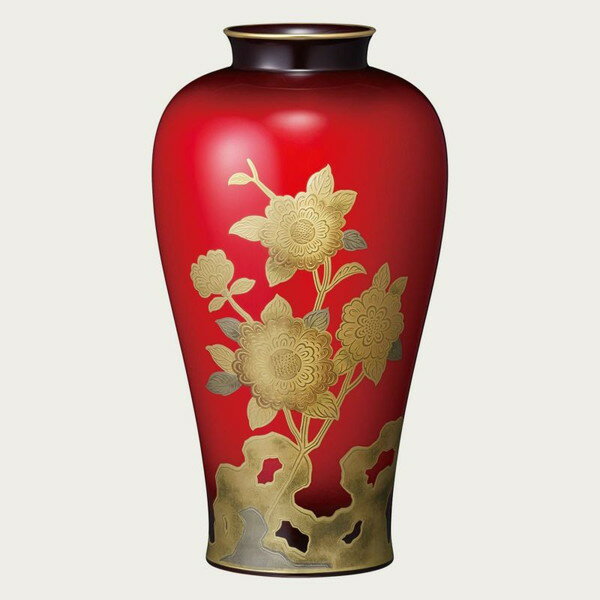 ノリタケ 辰砂花生“金盛薔薇紋”