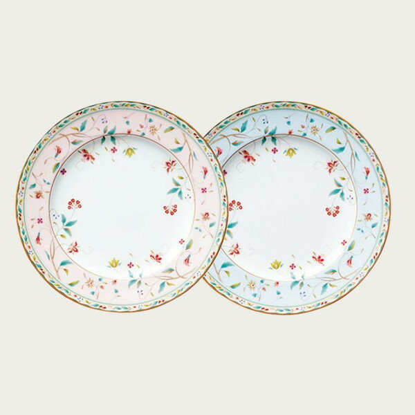 ノリタケ 花更紗 21cmプレートペア（色変り） 送料無料 ブランド 洋食器 高級 おしゃれ かわいい 豪華 モダン 人気 おすすめ 結婚 引き出物 ギフト