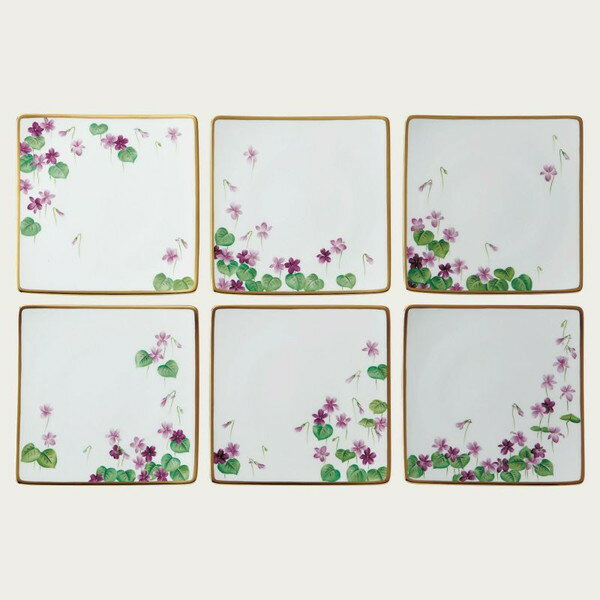 ノリタケ 【受注生産・納期最長5ヶ月】すみれ 21cmスクエアプレート揃(6枚)(絵変り)