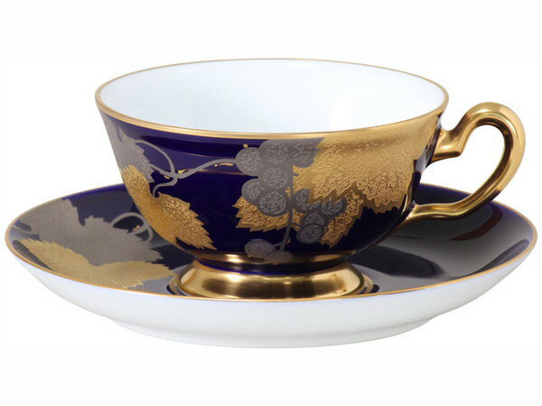 大倉陶園 瑠璃金蝕ぶどう カップ&ソーサー 送料無料 ブランド 洋食器 高級 おしゃれ かわいい 豪華 モダン 人気 おすすめ 結婚 引き出物 ギフト