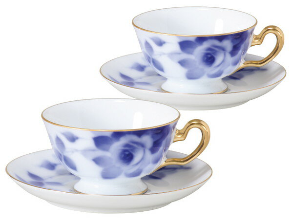 大倉陶園 ブルーローズ(8011) カップ&ソーサーペアセット 送料無料 ブランド 洋食器 高級 おしゃれ かわいい 豪華 モダン 人気 おすすめ 結婚 引き出...