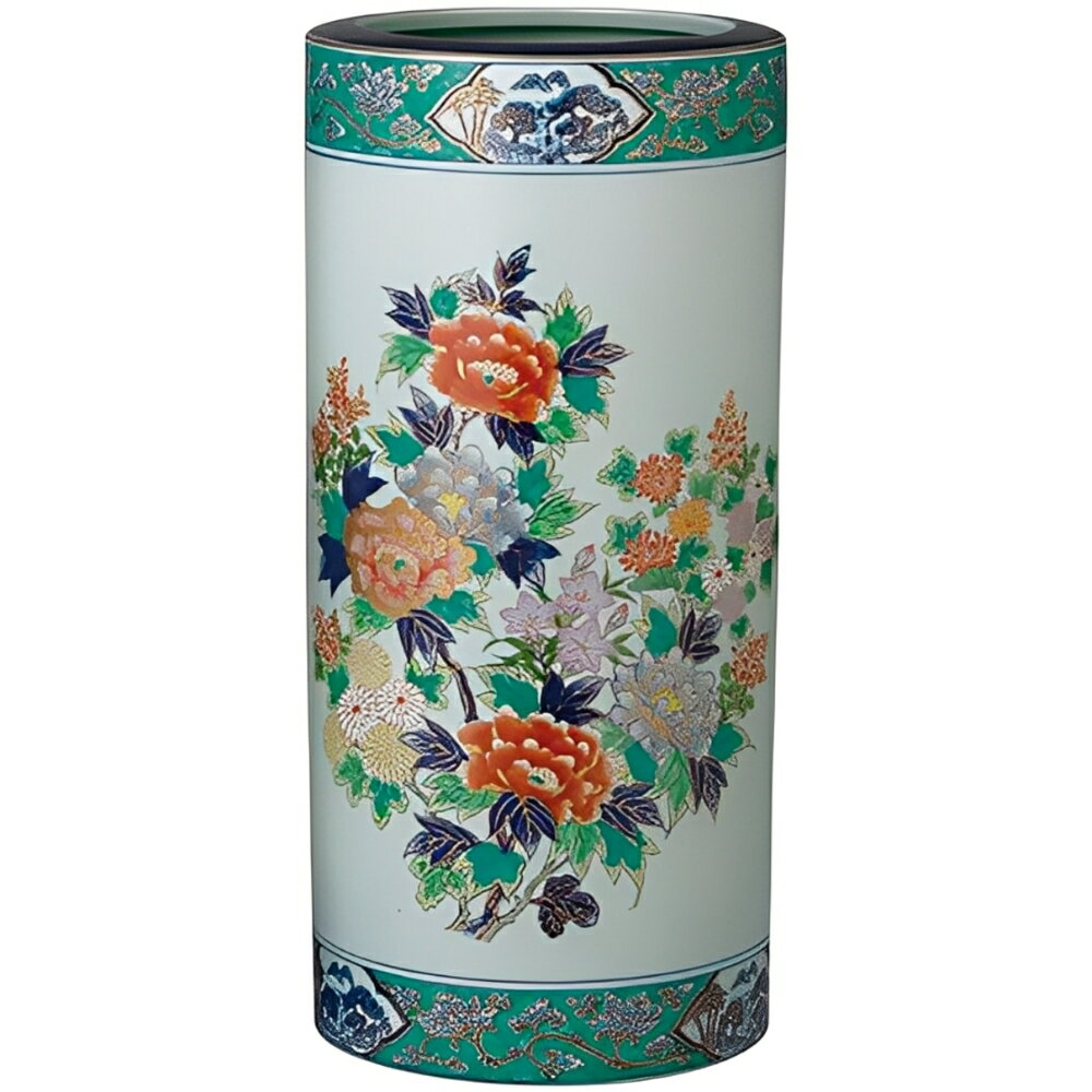 【楽天スーパーSALE期間限定価格】弥左ヱ門 15 寸傘立 緑彩花絵