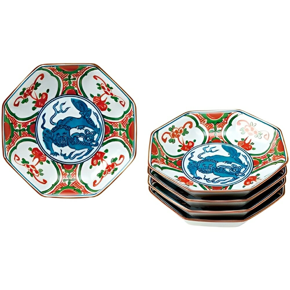 【楽天スーパーSALE期間限定価格】弥左ヱ門 銘々皿 万歴獅子 5 枚セット 木箱入