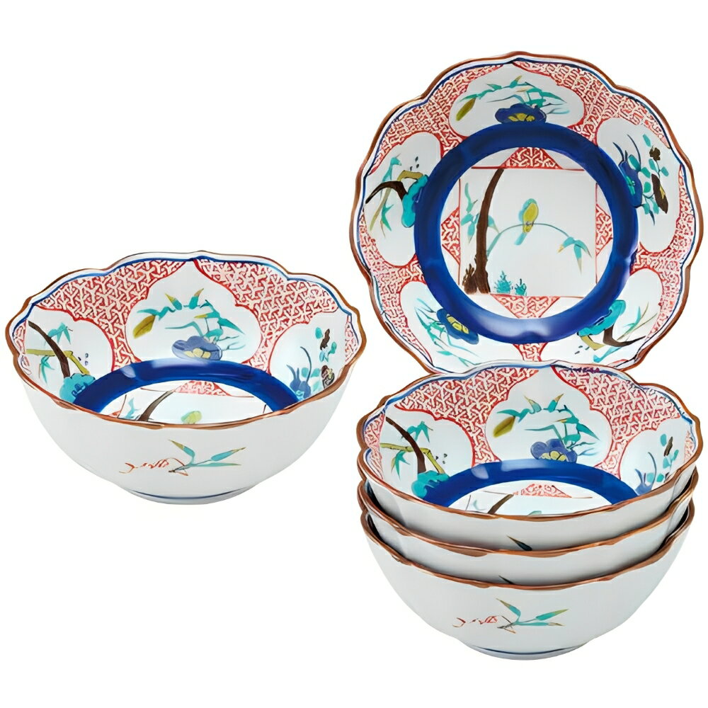 【楽天スーパーSALE期間限定価格】弥左ヱ門 小鉢 三方ガラミ紋 5 個セット 木箱入