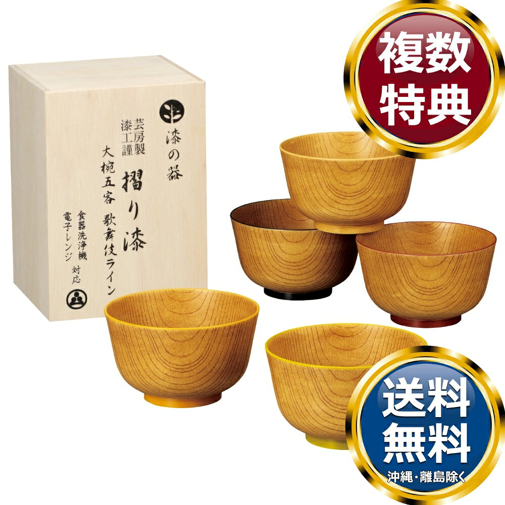 漆の器 摺り漆 大椀5客 歌舞伎ライン 香典返し お中元 お歳暮 ギフト
