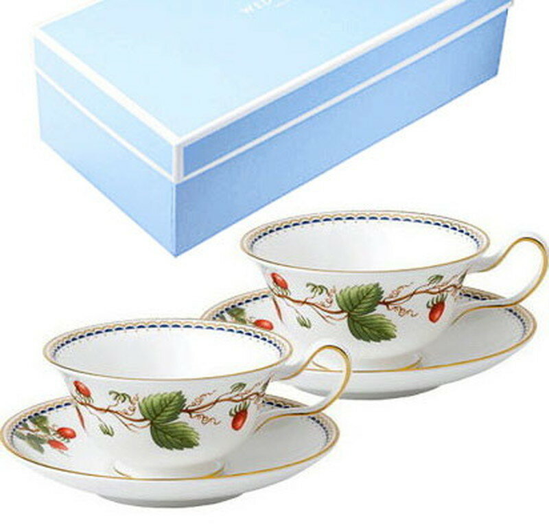 ウェッジウッド WEDGWOOD ワイルドストロベリー アーカイブ ペアティーカップ&ソーサー ピオニー