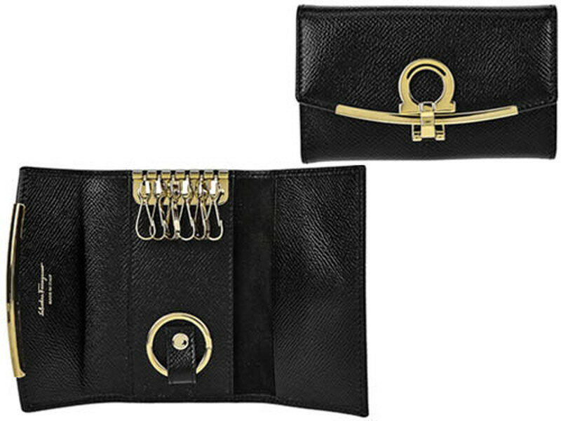 ル・銀座のフェラガモ FERRAGAMO 22D151 PEBBLE/NERO キーケース｜アングル2