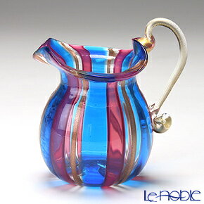 カンパネラ スモールジャグ ストライプ ブルー×ピンク