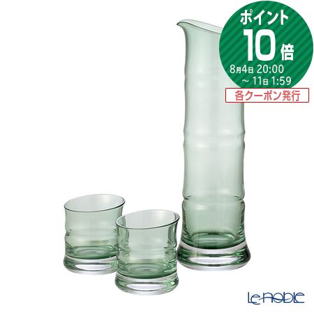 廣田硝子 酒器 【ポイント10倍】廣田硝子 BAMBOO 8681-GR 青竹 酒器三点揃い カップ 食器 ブランド 結婚祝い 内祝い 出産内祝い 出産祝い 結婚内祝い