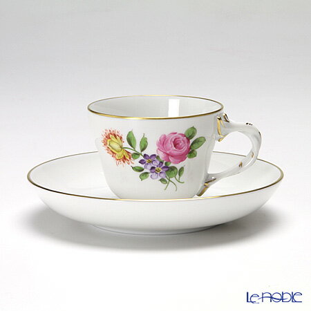 【P10倍・クーポン】アウガルテン (AUGARTEN) シンプルブーケ(5052C) ピンクのバラ モカカップ&ソーサー ロココ(070) /// エスプレッ...